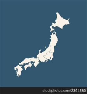 Map of Japan in high detail resolution isolated on blue. Mesh lines, triangles and points form map of Japan.. Map of Japan in high detail resolution isolated on blue. Mesh lines and points form map of Japan.