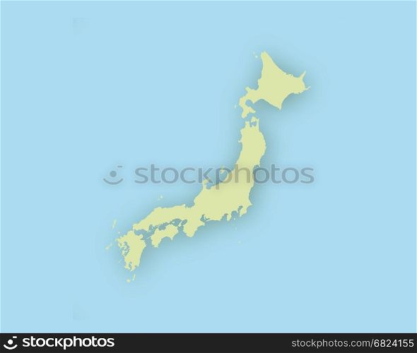 Map of Japan with shadow