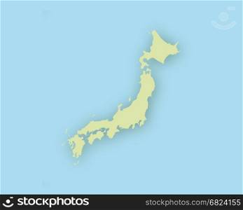 Map of Japan with shadow