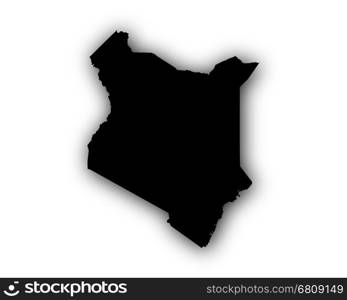 Map of Kenya with shadow