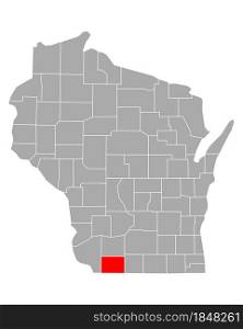 Map of Lafayette in Wisconsin