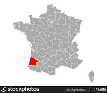 Map of Landes in France