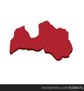 Map of Latvia in colors of national flag. Red and black symbol of Eastern European country. Silhouette of state. Flat cartoon. Map of Latvia in colors of national flag.