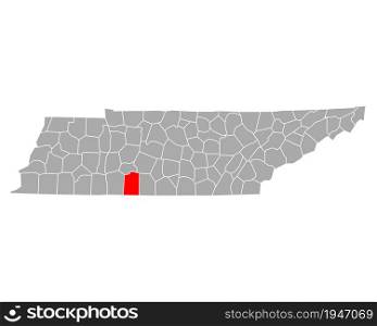 Map of Lawrence in Tennessee