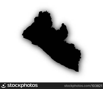 Map of Liberia with shadow