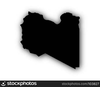 Map of Libya with shadow