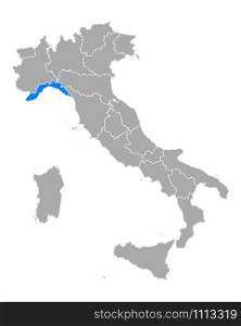 Map of Liguria in Italy