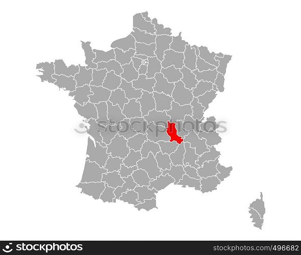 Map of Loire in France