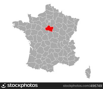 Map of Loiret in France