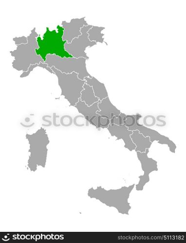 Map of Lombardy in Italy