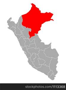 Map of Loreto in Peru