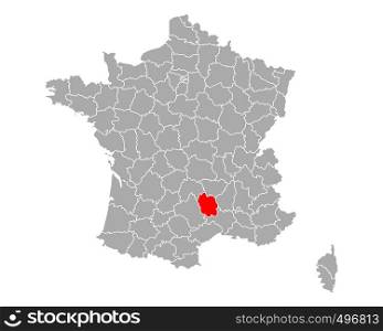 Map of Lozere in France