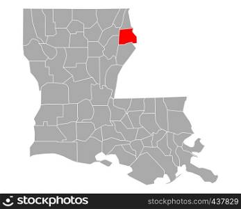 Map of Madison in Louisiana