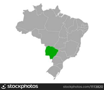 Map of Mato Grosso do Sul in Brazil