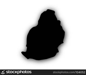 Map of Mauritius with shadow
