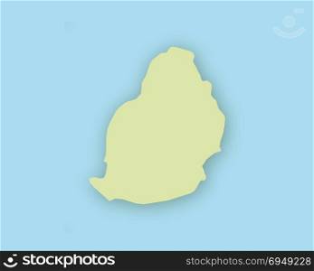 Map of Mauritius with shadow