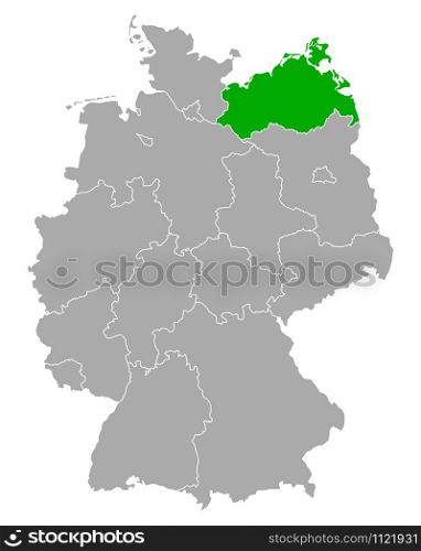 Map of Mecklenburg-Vorpommern in Germany