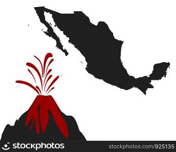 Map of Mexico with volcano