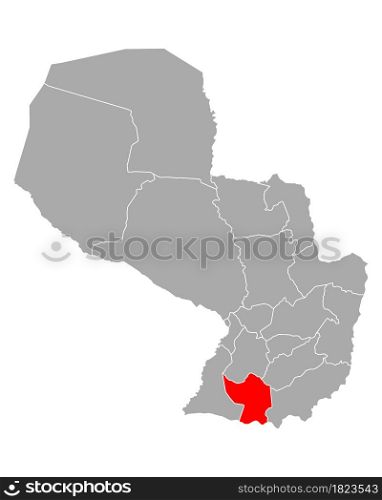Map of Misiones in Paraguay
