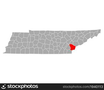 Map of Monroe in Tennessee