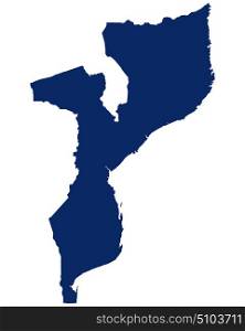 Map of Mozambique in blue colour