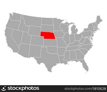 Map of Nebraska in USA