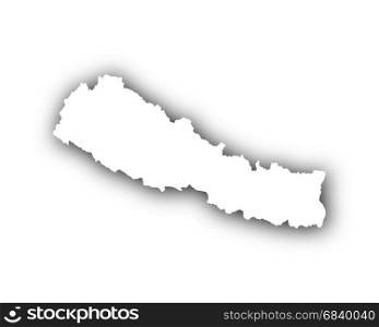 Map of Nepal with shadow