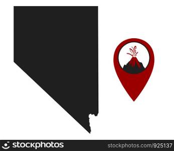 Map of Nevada with volcano locator