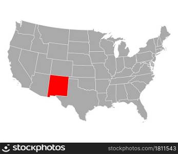 Map of New Mexico in USA