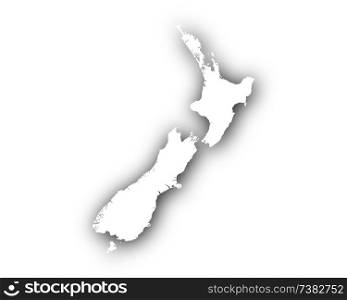 Map of New Zealand with shadow