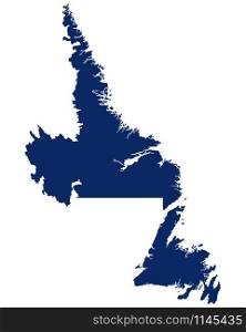 Map of Newfoundland and Labrador in blue colour