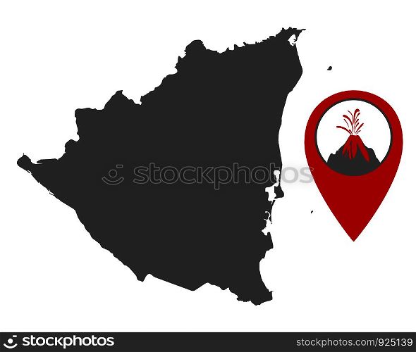 Map of Nicaragua with volcano locator