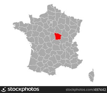 Map of Nievre in France