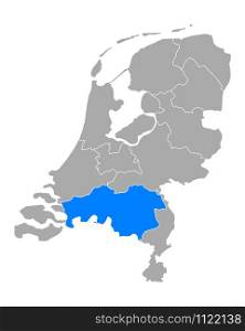 Map of North Brabant in Netherlands
