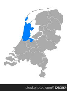 Map of North Holland in Netherlands