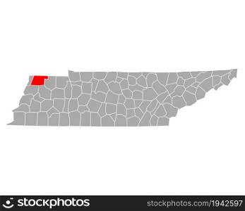 Map of Obion in Tennessee