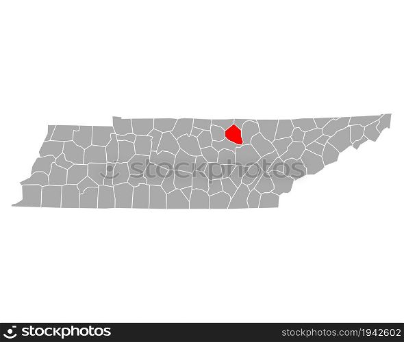 Map of Overton in Tennessee