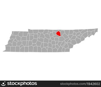 Map of Overton in Tennessee