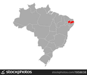 Map of Paraiba in Brazil