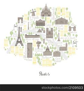 Map of Paris. Vector sketch illustration