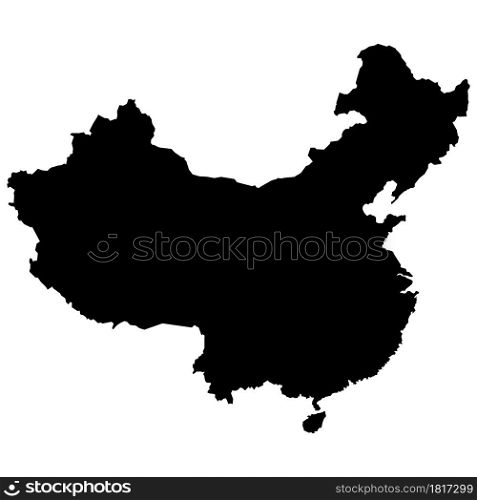 Map of People?s Republic of China on white background. Black Map of China sign. Chinese Map symbol. flat style.