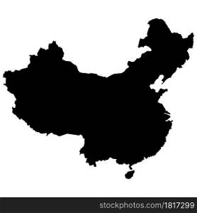 Map of People?s Republic of China on white background. Black Map of China sign. Chinese Map symbol. flat style.