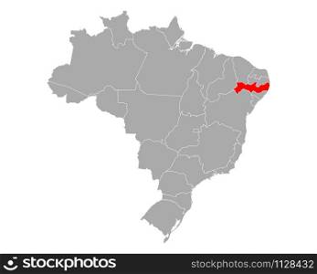 Map of Pernambuco in Brazil