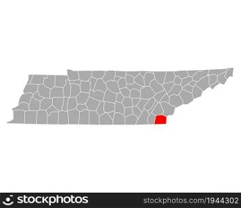 Map of Polk in Tennessee