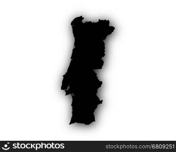 Map of Portugal with shadow