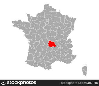 Map of Puy-de-Dome in France