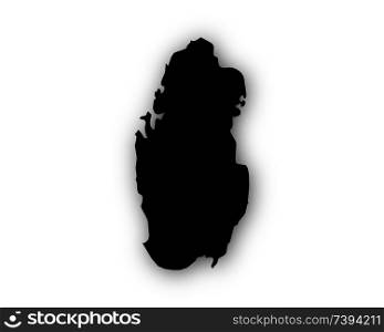 Map of Qatar with shadow