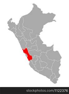 Map of Region Lima in Peru