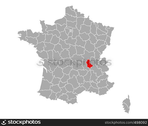 Map of Rhone in France