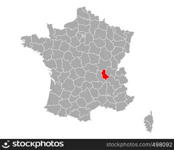 Map of Rhone in France